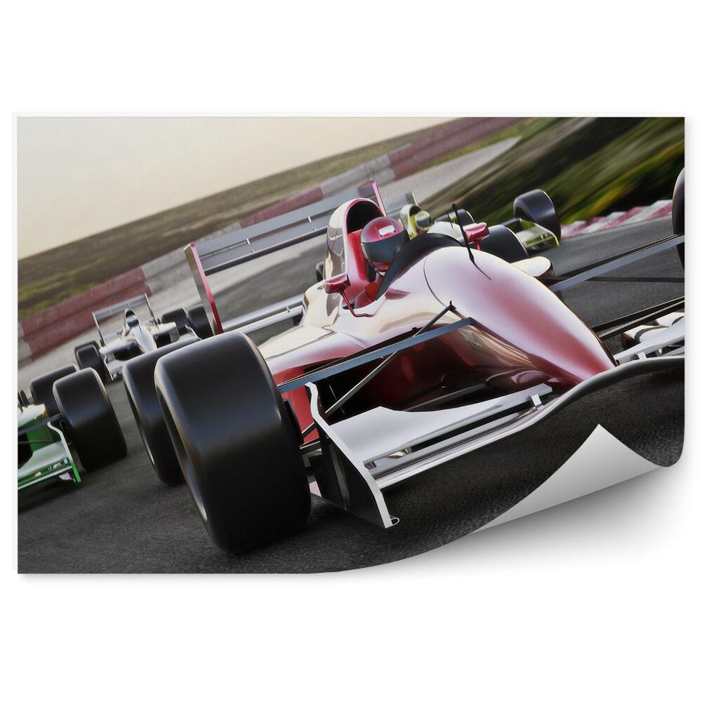 Fototapeta samoprzylepna Formuła 1 bolid zielony czerwony tor wyścigowy