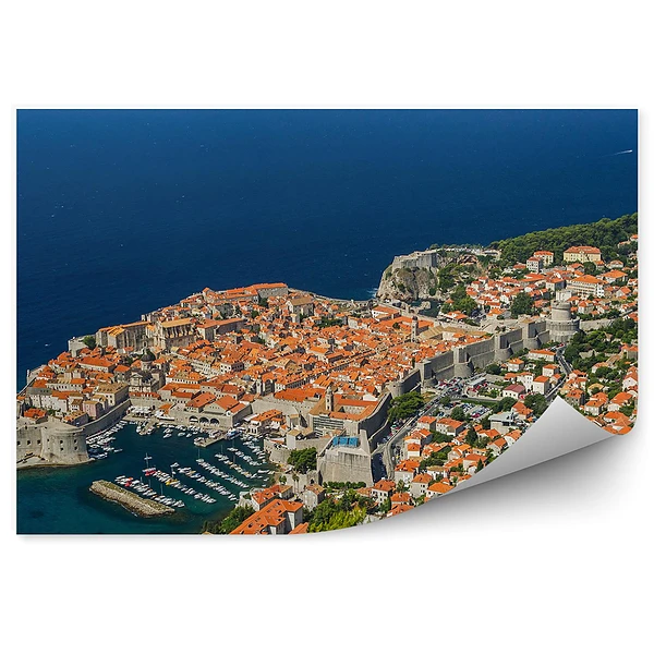 Fototapeta Panorama widok z lotu ptaka miasto dubrownik horyzont