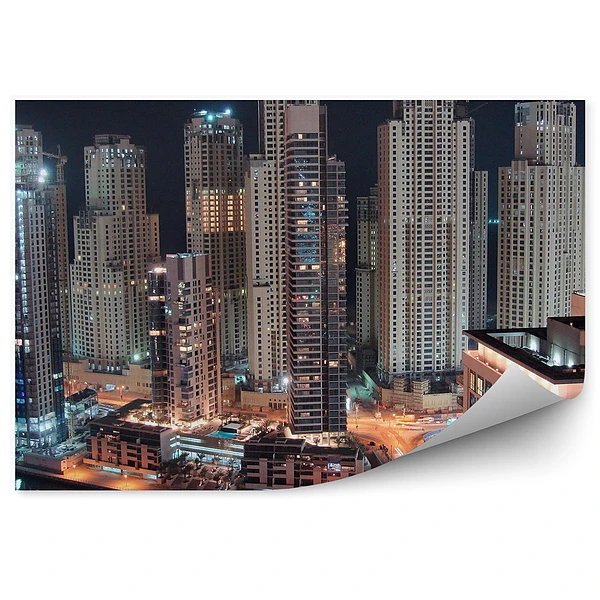 Okleina ścienna Noc dubaj zatoka budynki miasto