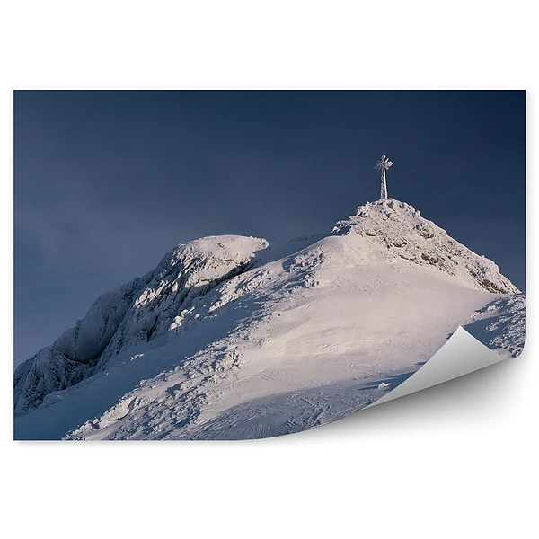 Okleina na ścianę Szczyt giewont zima śnieg niebo tatry krzyż
