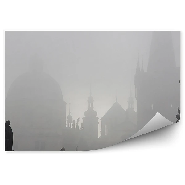 Okleina ścienna Most karola praga poranna mgła