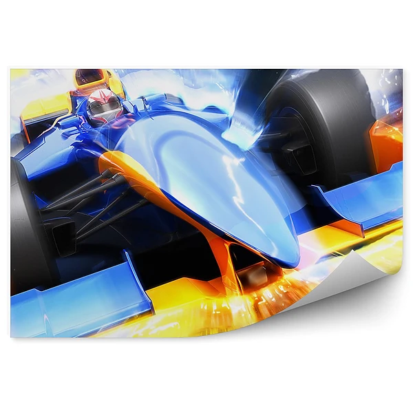 Fototapeta samoprzylepna Niebiesko Yellow bolid formuła 1