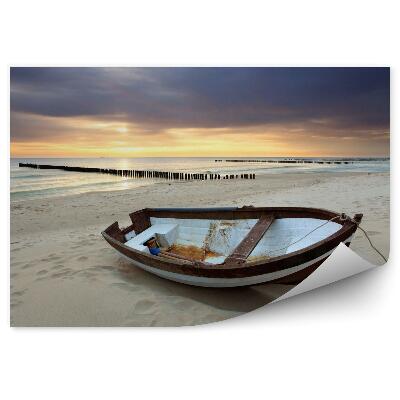 Fototapeta Łódź na pięknej plaży w sunrise