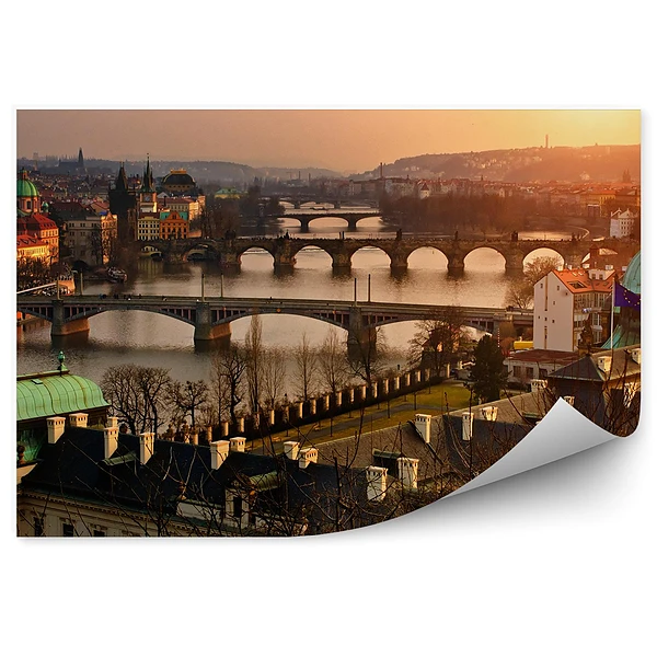 Fototapeta Most karola praga panorama miasta drzewa budynki