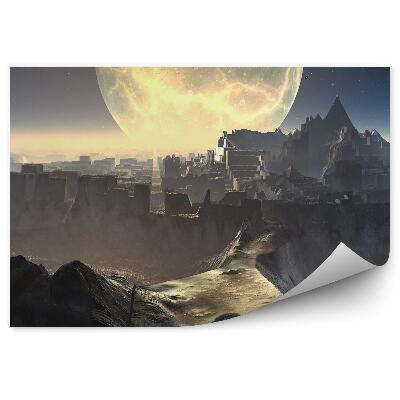 Fototapeta Ruiny miasta skały księżyc światło niebo gwiazdy