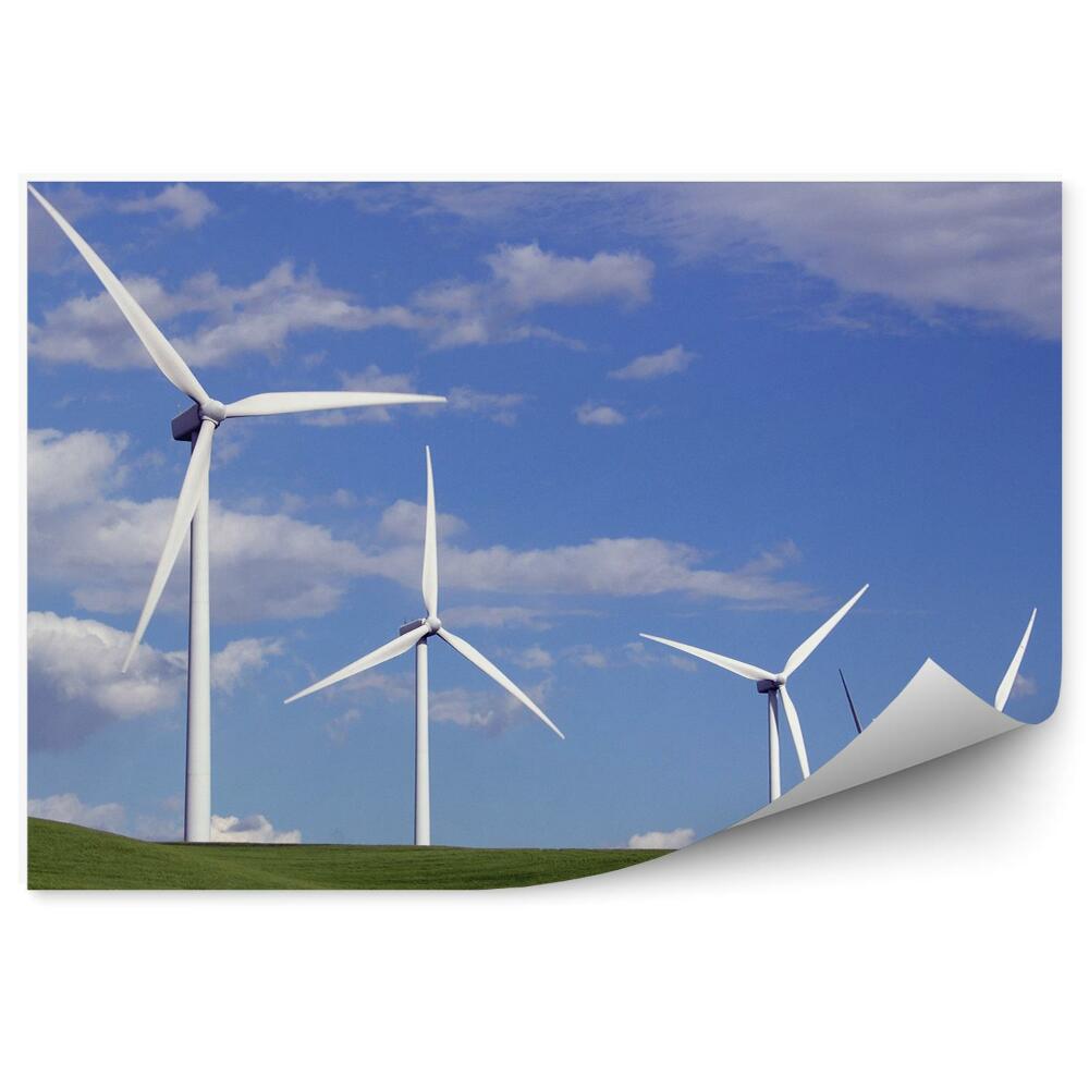 Okleina na ścianę Białe wiatraki zielone pola