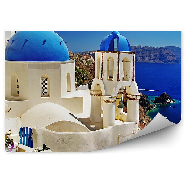 Okleina na ścianę Santorini wyspy piękny widok błękit