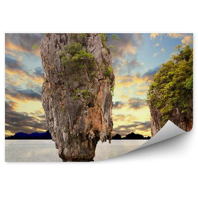 Okleina ścienna Tajlandia skała skarpa pochmurne niebo wyspa