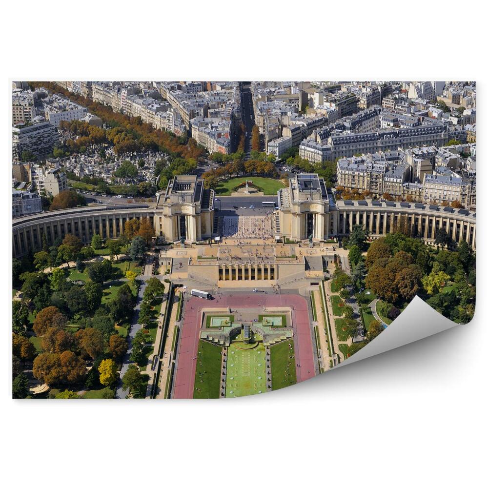 Fototapeta Paryż Trocadero drzewa ulica samochody budynki