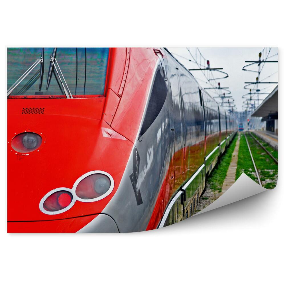 Okleina na ścianę Zbliżenie pociąg tory peron podróż transport