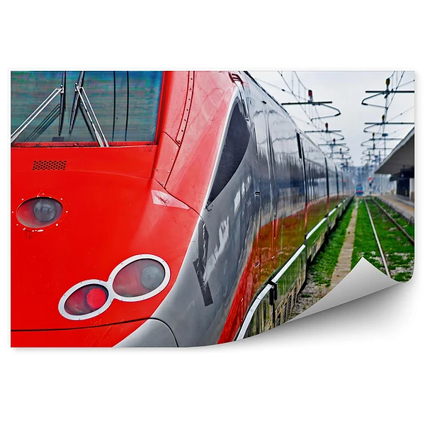 Okleina na ścianę Zbliżenie pociąg tory peron podróż transport