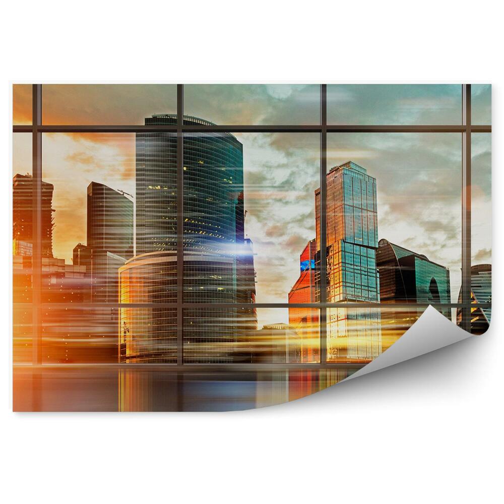 Fototapeta na ścianę Ruch światła blaks miasto za oknem