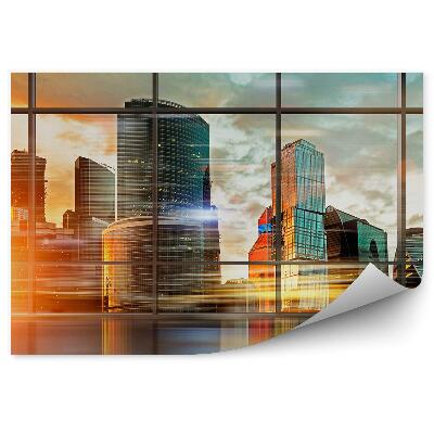 Fototapeta na ścianę Ruch światła blaks miasto za oknem