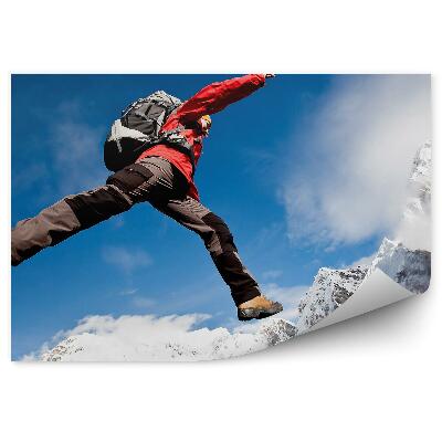 Okleina na ścianę Turysta himalaje góry śnieg zima niebo