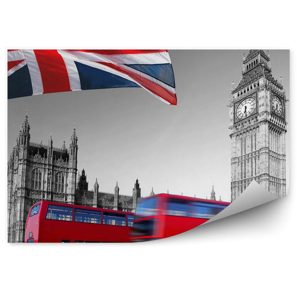Fototapeta Wielka brytania autobusy flaga big ben