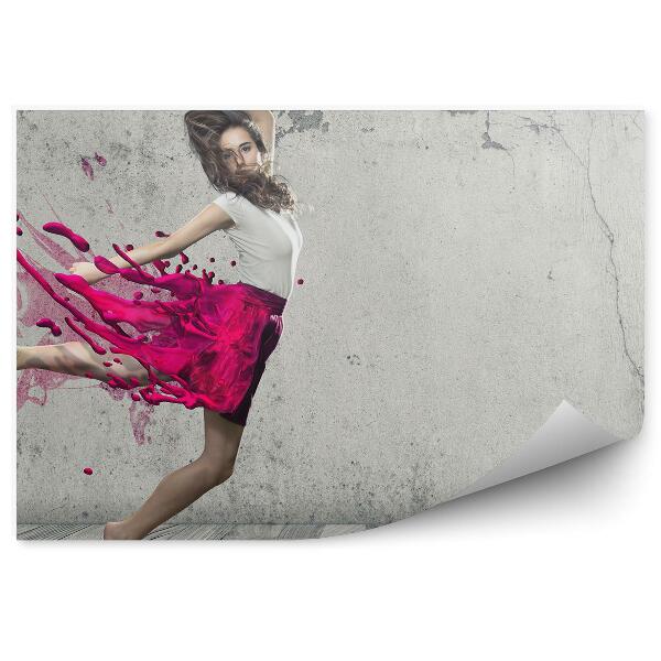 Fotopeta Tancerka ciekła spódnica abstrakcja drewno szare tło