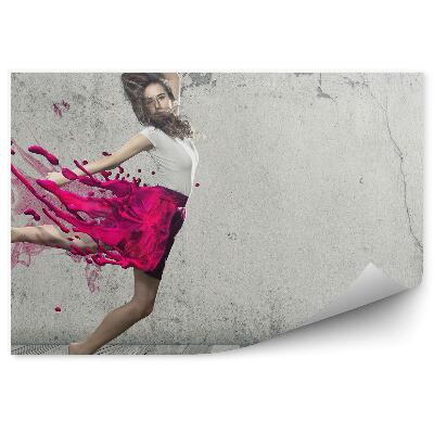 Fotopeta Tancerka ciekła spódnica abstrakcja drewno szare tło