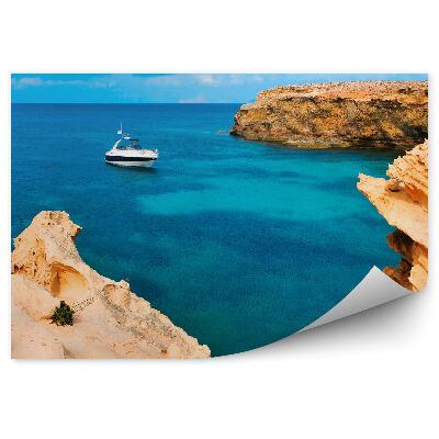 Fototapeta na ścianę Wybrzeże skały Baleary łódź woda