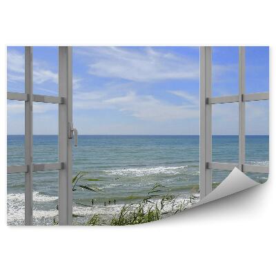 Okleina na ścianę Morze fale trawa okno z widokiem