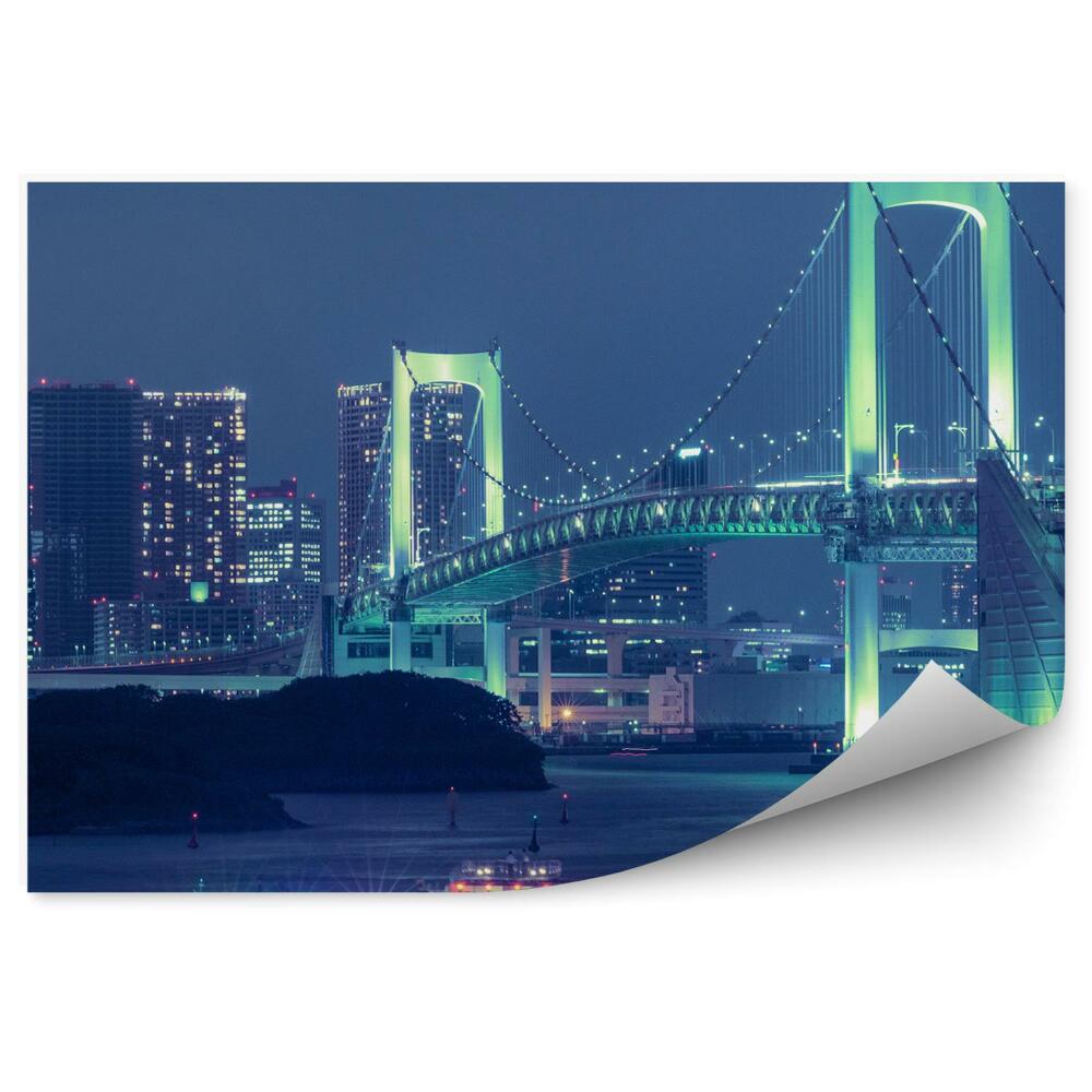 Fototapeta Podświetlony most statki ruch miasto