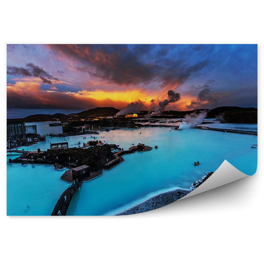 Okleina ścienna Błękitna laguna woda islandia turyści