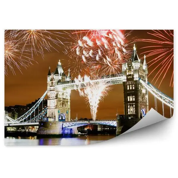 Okleina na ścianę Fajerwerki nad tower bridge londyn noc kolory światła