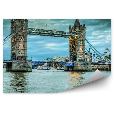 Okleina na ścianę Anglia woda tower bridge miasto pochmurne niebo