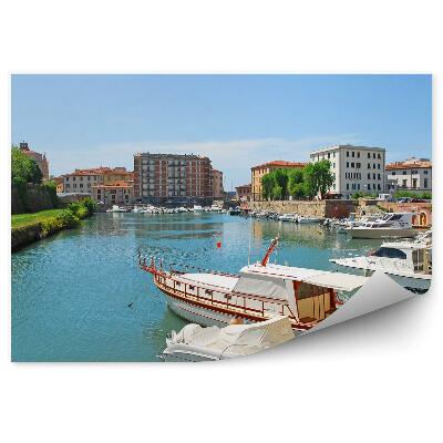 Fototapeta Włochy centrum livorno łodzie w dzielnicy wenecji