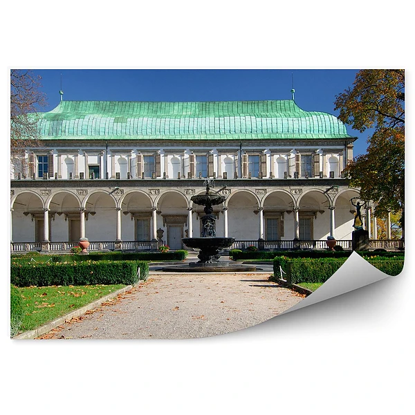 Okleina ścienna Czechy ogród fontanna architektura