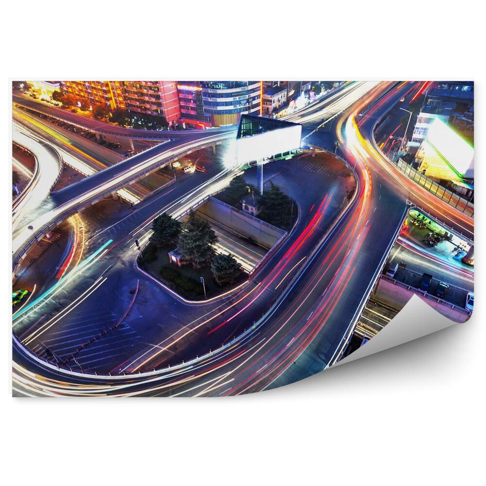 Okleina ścienna Miasto kolory światła ruch życie budynki