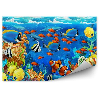 Okleina ścienna Rysunek dla dzieci ryby rafa kolorowe