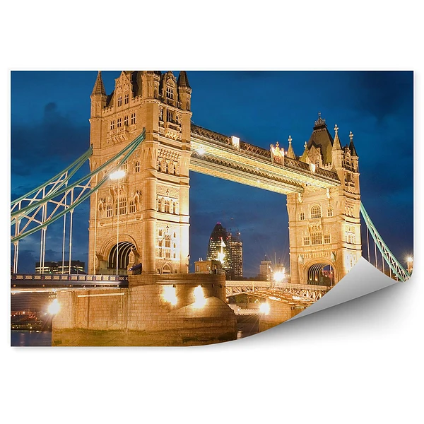 Okleina na ścianę Noc podświetlony słynny most tower bridge