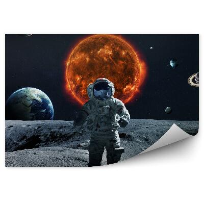 Fototapeta Astronauta kratery księżyc planety słońce gwiazdy