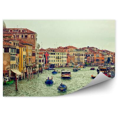 Fototapeta na ścianę łodzie kwiaty kanał Grande Wenecja budynki chmury