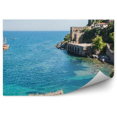 Fototapeta Stare miasto statek drzewa las morze niebo chmury