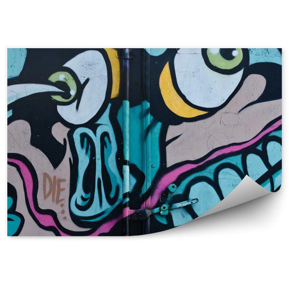 Okleina na ścianę Twarz drzwi graffiti