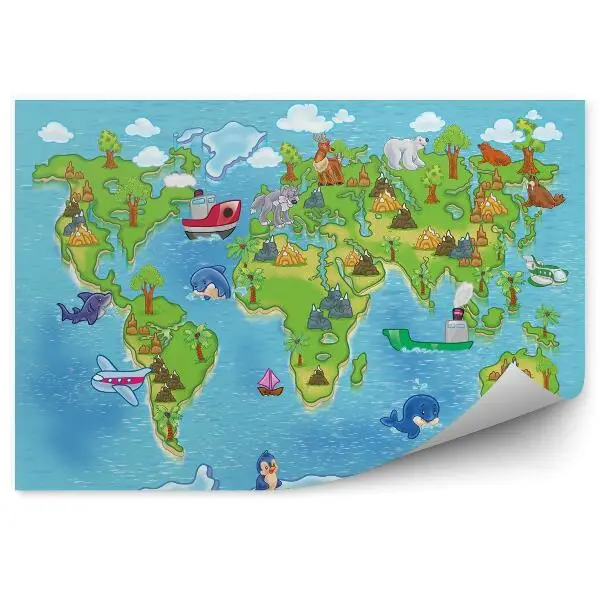 Fototapety Mapa świata dla dzieci