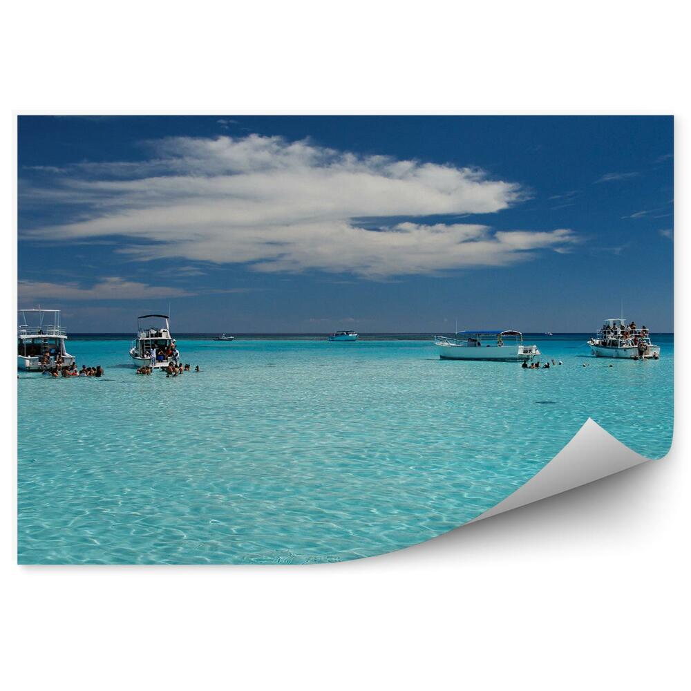 Fototapeta na ścianę Statki ludzie turyści błękitna woda