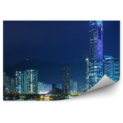 Fototapeta Hong Kong wieżowce światła ocean noc