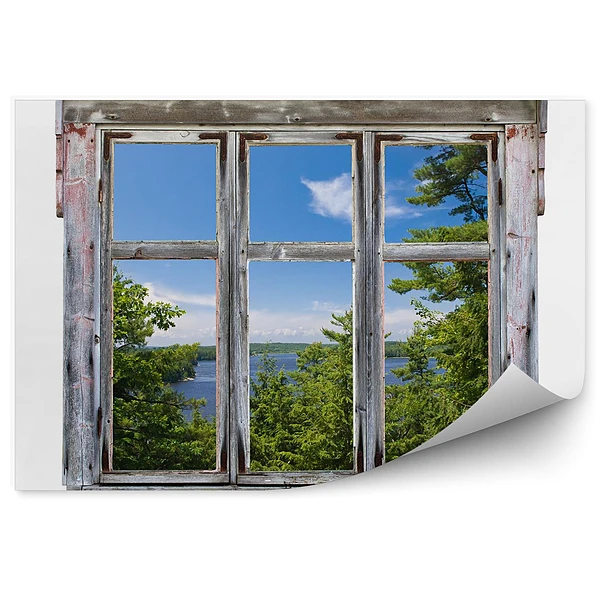 Fototapeta Malowniczy widok widziany przez ramy okna starego