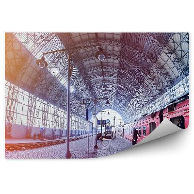 Okleina na ścianę Dworzec kolejowy pociąg ludzie podróż