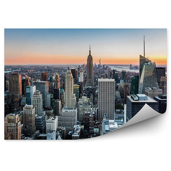 Fototapeta Panorama nowego jorku o zachodzie słońca