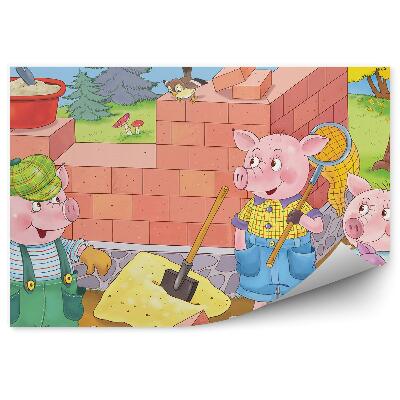 Okleina ścienna Trzy świnki budują domek przyroda