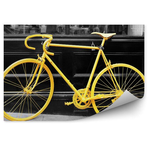 Okleina na ścianę Żółty rower czarno-białe zdjęcie miasto