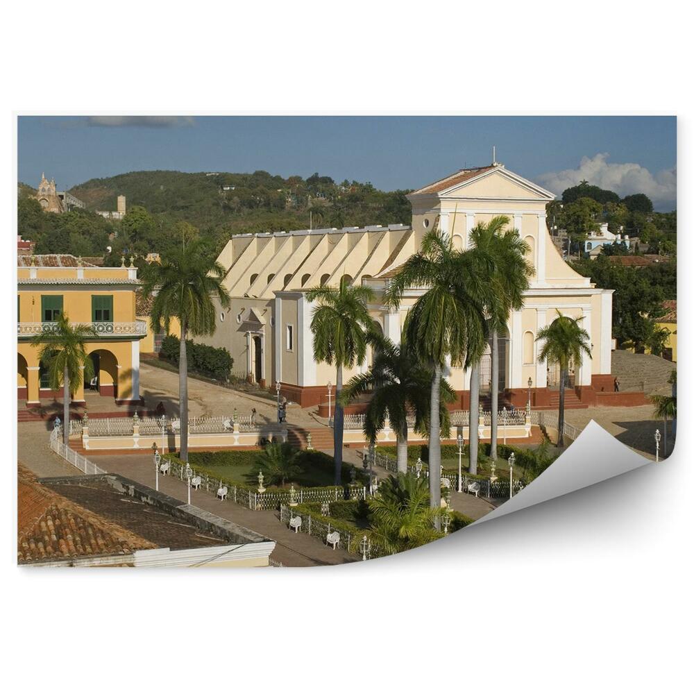 Okleina ścienna Budynki architektura natura palmy