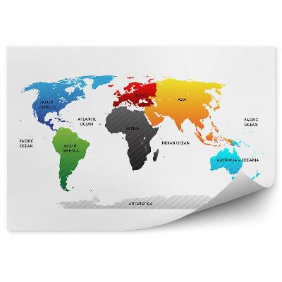 Fototapety Mapa świata z zaznaczonymi kontynentami