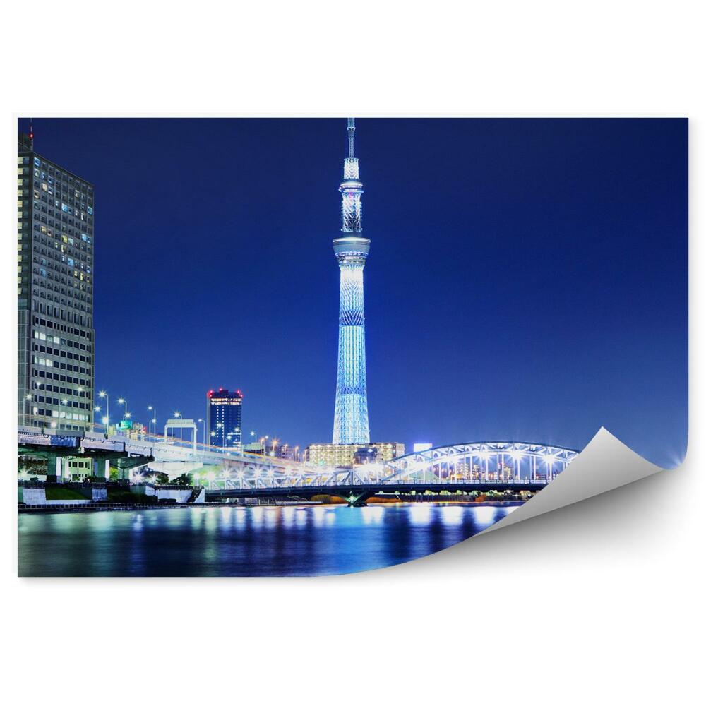 Fototapeta wieżowce mosty rzeka noc Tokio