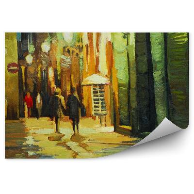 Okleina ścienna budynki ludzie obraz