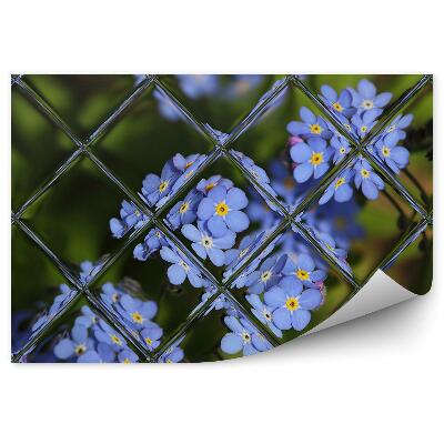 Fototapeta na ścianę Fioletowe kwiaty w ogrodzie widok za oknem