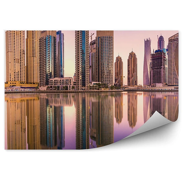 Okleina ścienna Różowe niebo marina zatoka dubaj miasto wieżowce